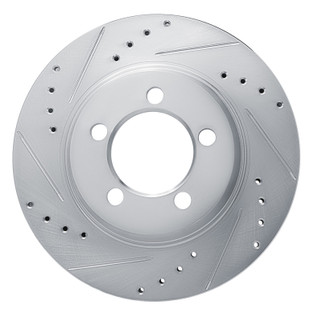 R1 67-67 Ford Custom Front Left Drilled & Slotted Silver Brake Rotor