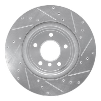 R1 11-16 BMW Z4 Rear Left Drilled & Slotted Silver Brake Rotor