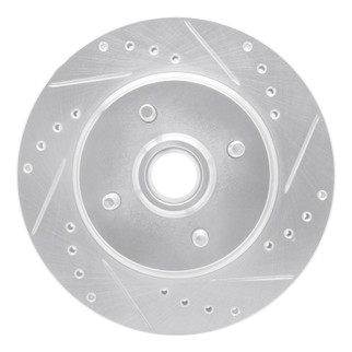 R1 93-93 Ford Mustang Front Right Drilled & Slotted Silver Brake Rotor