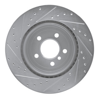 R1 11-16 BMW 528I Rear Right Drilled & Slotted Silver Brake Rotor