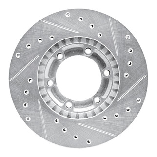 R1 81-87 Dodge Ram 50 Front Left Drilled & Slotted Silver Brake Rotor