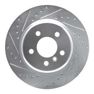 R1 11-16 BMW 528I xDrive Rear Left Drilled & Slotted Silver Brake Rotor