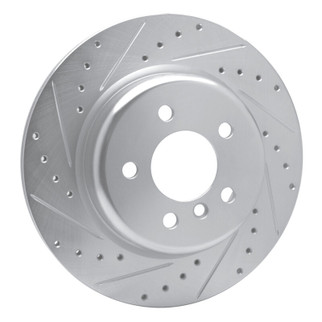 R1 11-16 BMW 528I xDrive Rear Left Drilled & Slotted Silver Brake Rotor