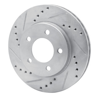 R1 70-93 Ford Taurus (Excl SHO) Front Left Drilled & Slotted Silver Brake Rotor