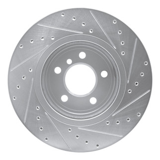 R1 11-16 BMW 528I xDrive Front Left Drilled & Slotted Silver Brake Rotor