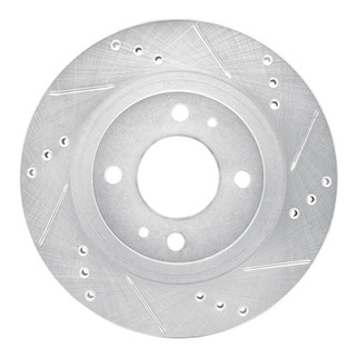 R1 12-17 Mitsubishi I-MIEV Front Right Drilled & Slotted Silver Brake Rotor