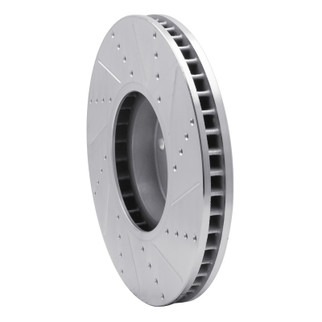 R1 10-18 BMW 650I Convertible Right Front Drilled & Slotted Silver Brake Rotor