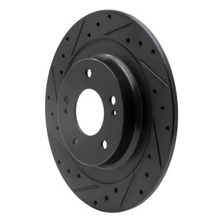 R1 13-25 Mitsubishi Eclipse Cross Rear Left Drilled & Slotted Black Brake Rotor