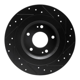 R1 13-25 Mitsubishi Eclipse Cross Rear Left Drilled & Slotted Black Brake Rotor
