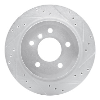 R1 09-16 BMW Z4 Rear Right Drilled & Slotted Silver Brake Rotor
