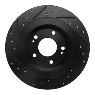 R1 13-25 Mitsubishi Eclipse Cross Rear Right Drilled & Slotted Black Brake Rotor