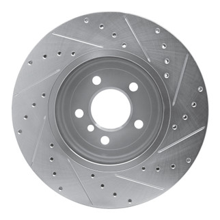 R1 11-19 BMW 535D xDrive Front Left Drilled & Slotted Silver Brake Rotor