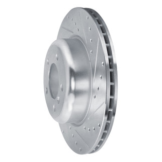 R1 09-16 BMW Z4 Front Right Drilled & Slotted Silver Brake Rotor