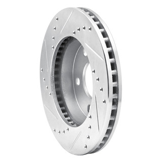 R1 86-92 Ford Taurus SHO Front Right Drilled & Slotted Silver Brake Rotor