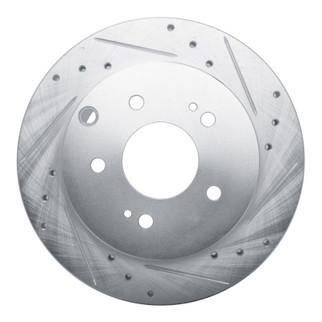 R1 06-12 Mitsubishi Eclipse Rear Right Drilled & Slotted Silver Brake Rotor