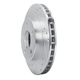 R1 86-92 Ford Thunderbird Front Left Rear Left Drilled & Slotted Silver Brake Rotor