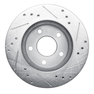 R1 86-92 Ford Thunderbird Front Left Rear Left Drilled & Slotted Silver Brake Rotor