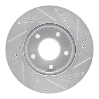 R1 75-80 Ford Granada Left Rear Drilled & Slotted Silver Brake Rotor