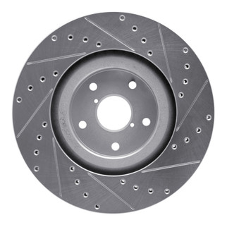 R1 19-23 Subaru ASCENT Front Left Drilled & Slotted Silver Brake Rotor