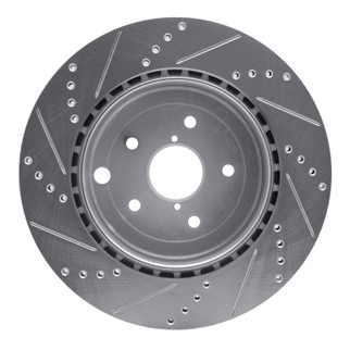 R1 18-25 Subaru WRX STI Rear Right Drilled & Slotted Silver Brake Rotor