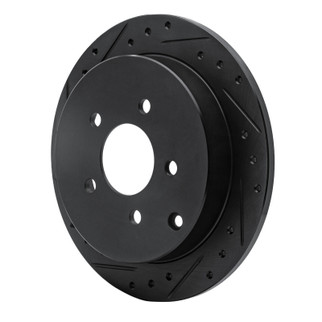 R1 01-07 Buick Rendezvous Rear Left Drilled & Slotted Black Brake Rotor