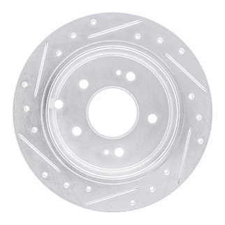R1 04-12 Mitsubishi Eclipse Rear Right Drilled & Slotted Silver Brake Rotor