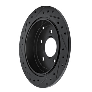 R1 01-07 Buick Rendezvous Rear Right Drilled & Slotted Black Brake Rotor