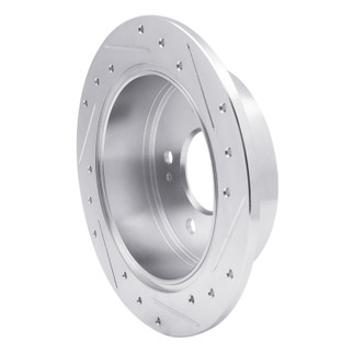 R1 04-12 Mitsubishi Eclipse Rear Left Drilled & Slotted Silver Brake Rotor