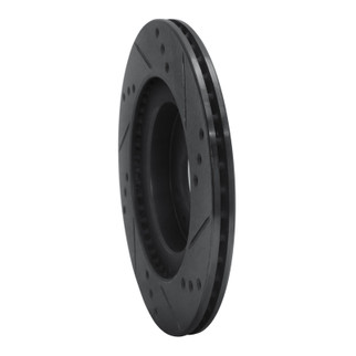 R1 12-17 Mitsubishi I-MIEV Front Left Drilled & Slotted Black Brake Rotor