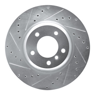 R1 06-13 BMW 135IS Front Left Drilled & Slotted Silver Brake Rotor