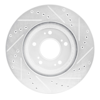 R1 04-12 Mitsubishi Eclipse Front Left Drilled & Slotted Silver Brake Rotor
