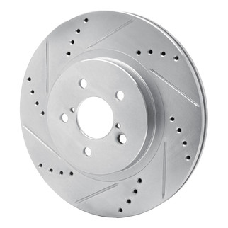 R1 17-23 Subaru Impreza Front Left Drilled & Slotted Silver Brake Rotor