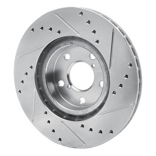 R1 17-23 Subaru Impreza Front Left Drilled & Slotted Silver Brake Rotor