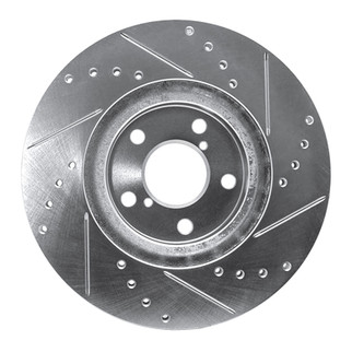 R1 17-23 Subaru Impreza Front Left Drilled & Slotted Silver Brake Rotor