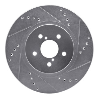 R1 17-23 Subaru Impreza Front Right Drilled & Slotted Silver Brake Rotor