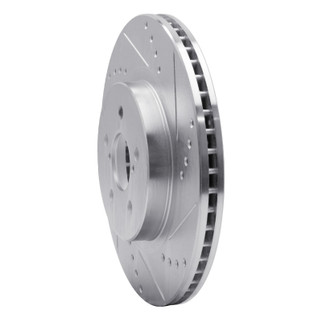 R1 17-23 Subaru Impreza Front Right Drilled & Slotted Silver Brake Rotor