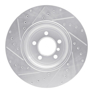 R1 05-08 BMW 750LI Rear Right Drilled & Slotted Silver Brake Rotor