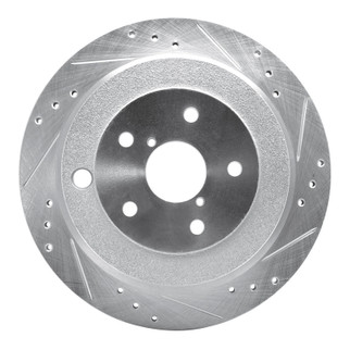 R1 06-14 Subaru B9 TRIBECA Rear Right Drilled & Slotted Silver Brake Rotor