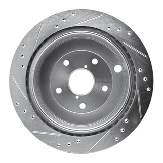 R1 06-14 Subaru B9 TRIBECA Rear Right Drilled & Slotted Silver Brake Rotor