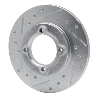 R1 88-93 Ford Festiva Front Left Drilled & Slotted Silver Brake Rotor