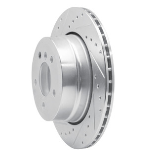 R1 06-10 BMW 530XI Rear Left Drilled & Slotted Silver Brake Rotor