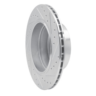 R1 06-10 BMW 530XI Rear Left Drilled & Slotted Silver Brake Rotor