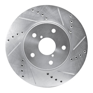 R1 15-19 Subaru Legacy Front Right Drilled & Slotted Silver Brake Rotor