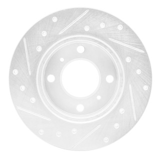 R1 92-96 Dodge COLT Front Right Drilled & Slotted Silver Brake Rotor