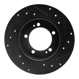 R1 90-94 Eagle TALON Rear Left Drilled & Slotted Black Brake Rotor