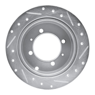 R1 92-04 Dodge COLT Rear Left Drilled & Slotted Silver Brake Rotor
