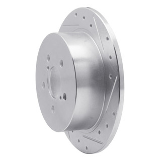 R1 05-09 Subaru Outback Rear Right Drilled & Slotted Silver Brake Rotor