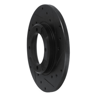R1 85-91 Dodge COLT Front Right Drilled & Slotted Black Brake Rotor