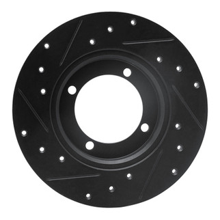 R1 85-91 Dodge COLT Front Right Drilled & Slotted Black Brake Rotor