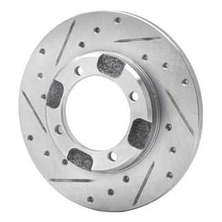 R1 91-92 Dodge COLT Front Left Drilled & Slotted Silver Brake Rotor